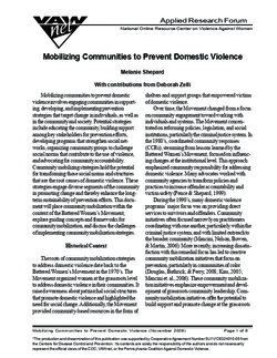 Mobilizing Communities to Prevent Domestic Violence by Melanie Shepard (2008) Cover