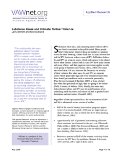 Substance Abuse and Intimate Partner Violence (2008) Cover