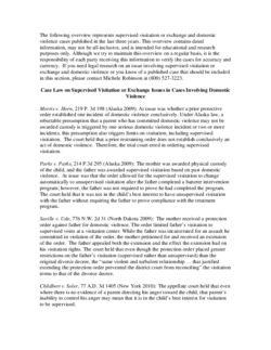 Case Law on Supervised Visitation or Exchange Issues in Cases Involving Domestic Violence (2011) Cover