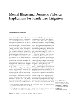 Mental Illness and Domestic Violence: Implications for Family Law Litigation (2003) Cover